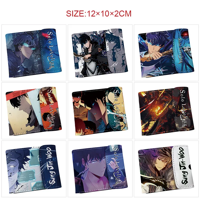 Solo Leveling Inspired Bi-Fold Wallet – Full Color Anime Print Snap Closure Card Holder with Coin Pocket, Compact PU Leather Billfold for Fans & Students